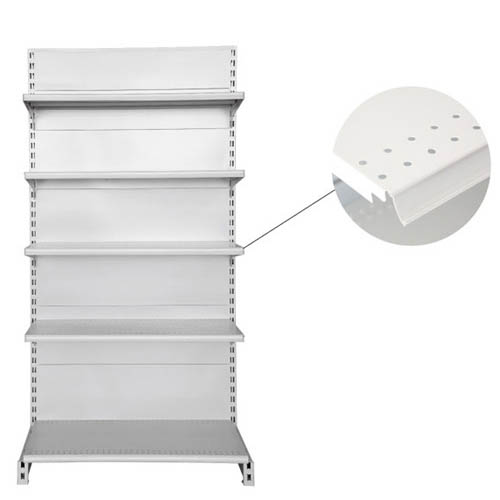 Shop commercial shelving with holes on shelves