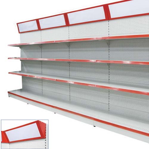 Display shelf with light box in supermarket