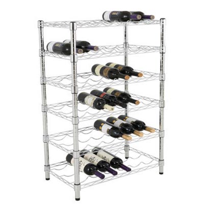 6 Shelves Wire Wine Rack 48x18x72IN Chrome Finish Wire Shelving