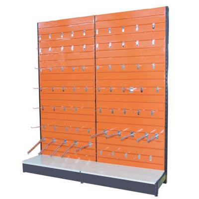 Steel slot wall display shelves