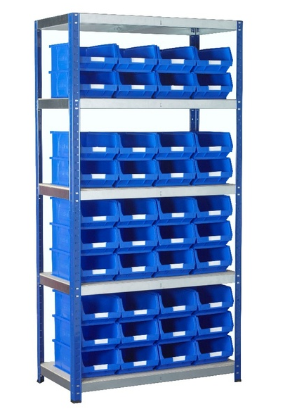 boltless shelving plastic bin